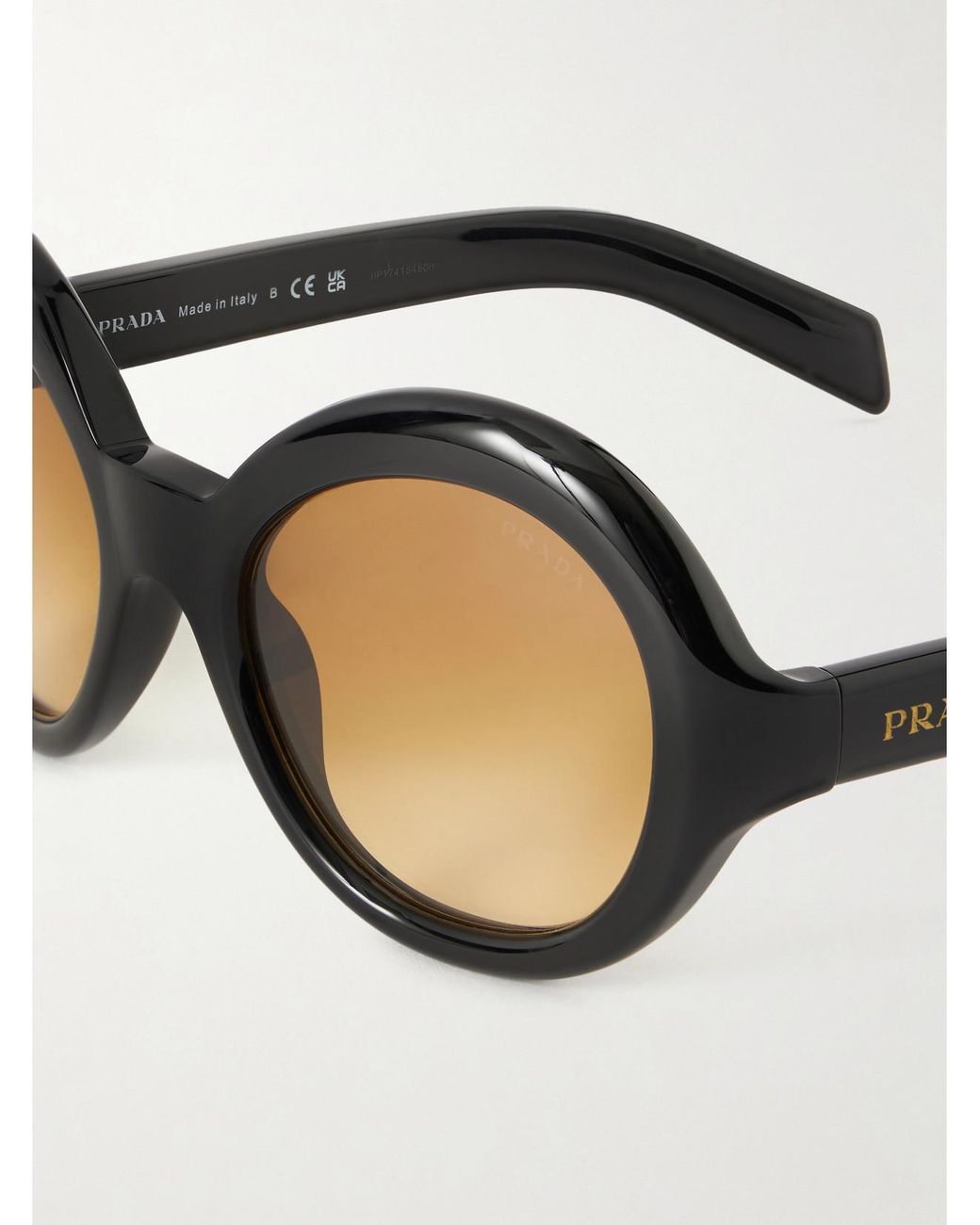 Prada Natural Round-Frame Acetate Sunglasses