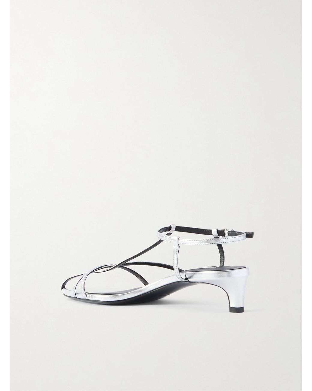 Jil Sander White Metallic Leather Sandals