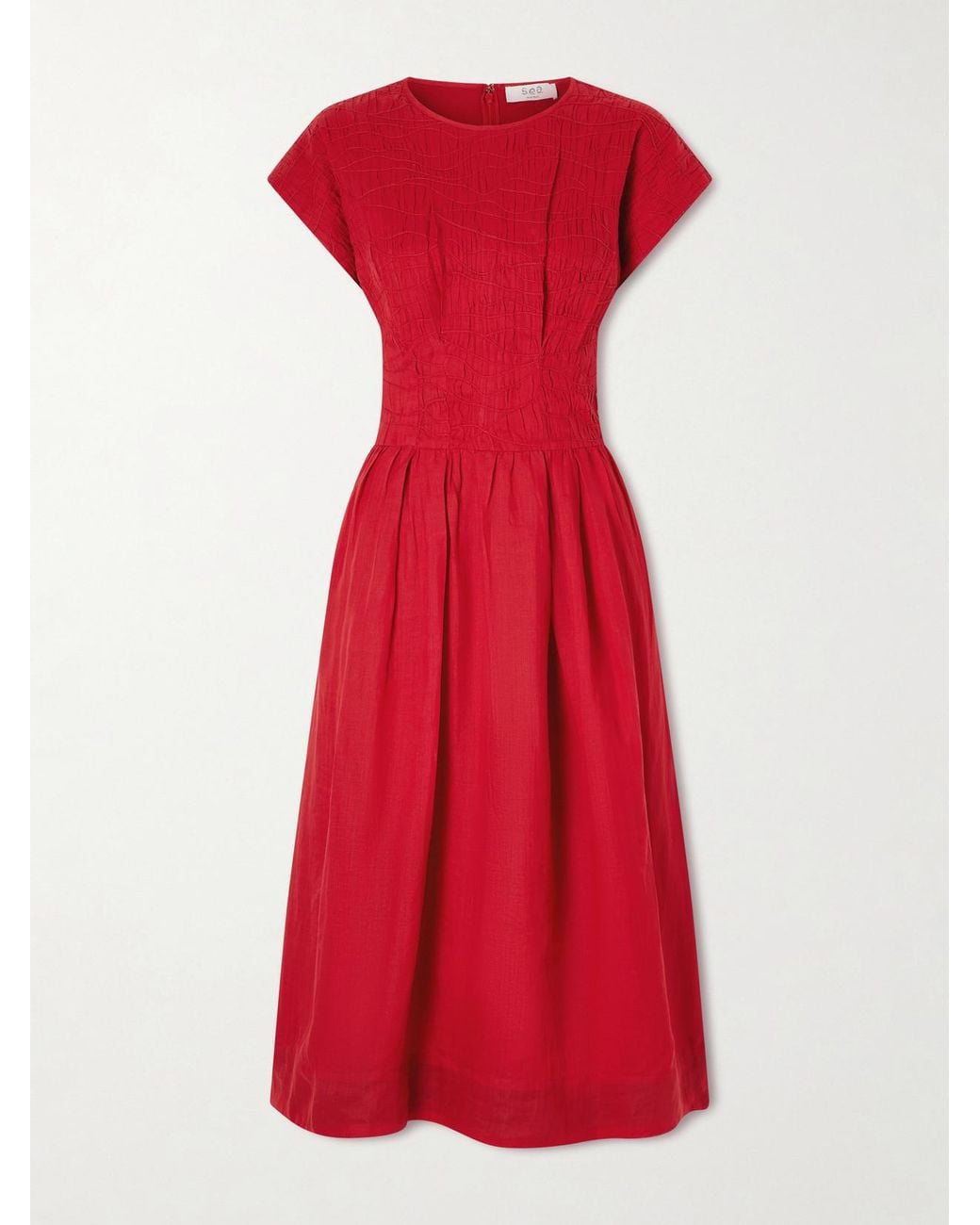 knee length dresses for ladies Self-Portrait - Mint Ramie Midi Dress main image 0