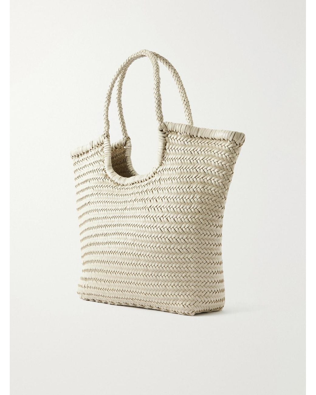 Dragon Diffusion Natural Ns Diagonal Triple Jump Woven Leather Tote