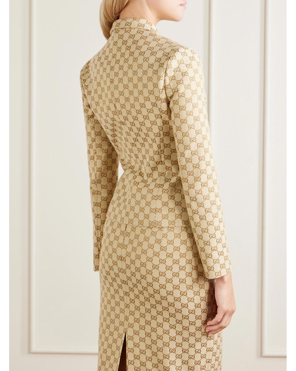 Gucci Natural Gg Supreme Canvas-Jacquard Jacket