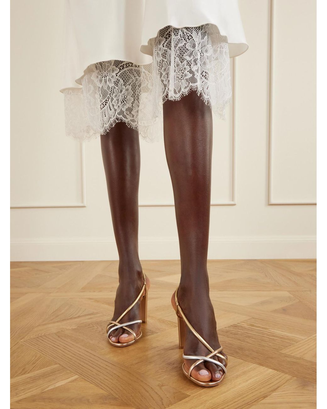 Aquazzura Natural Horizon 85 Leather Sandals
