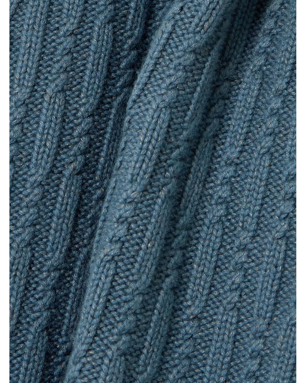 James Purdey & Sons Blue Annabel Cable-Knit Cashmere Turtleneck Sweater