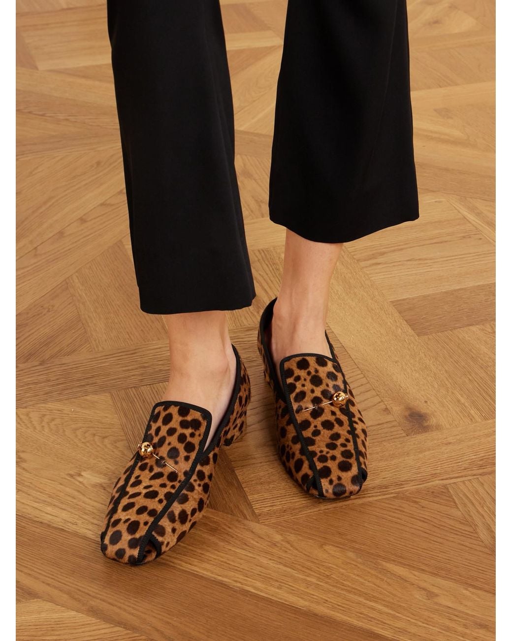 Herbert Levine Natural Showtime 30 Leopard-Print Pony Hair Loafers