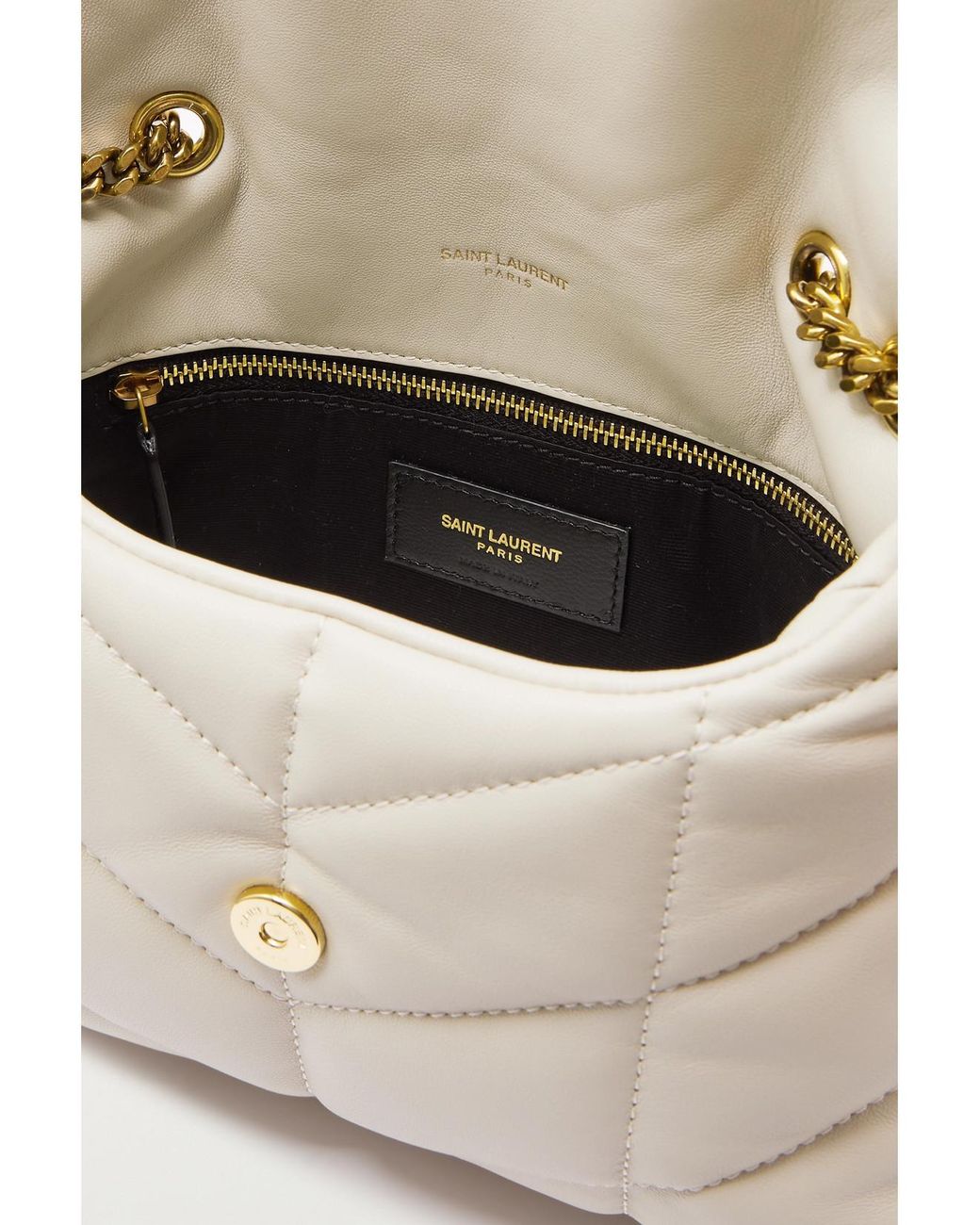 Saint Laurent Natural Toy Puffer Mini Matelassé Leather Shoulder Bag