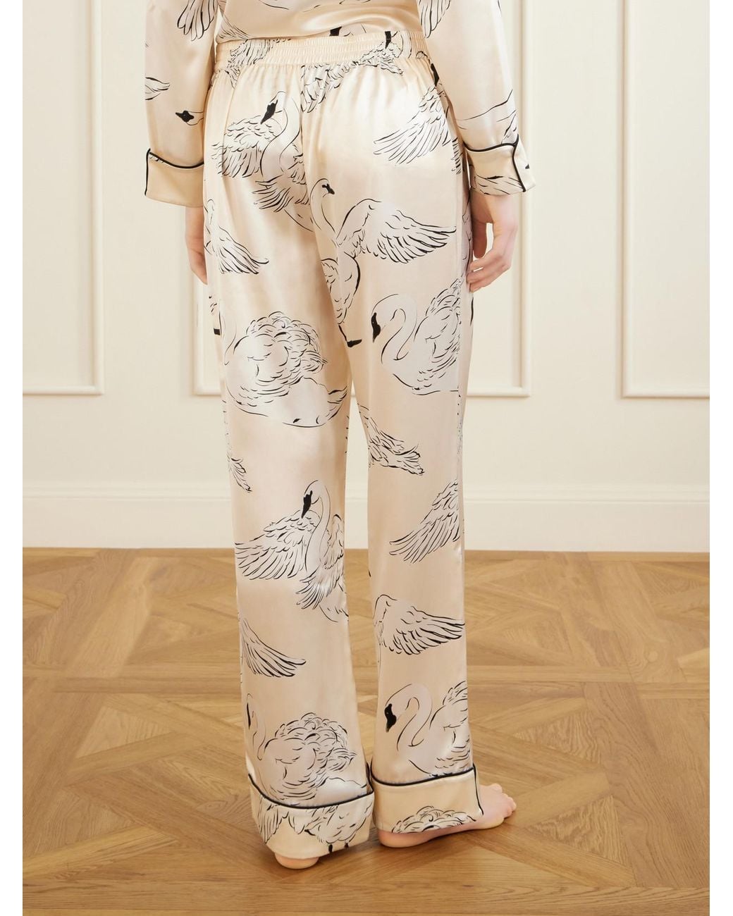 Olivia Von Halle Natural Lila Printed Silk-Satin Pajama Set