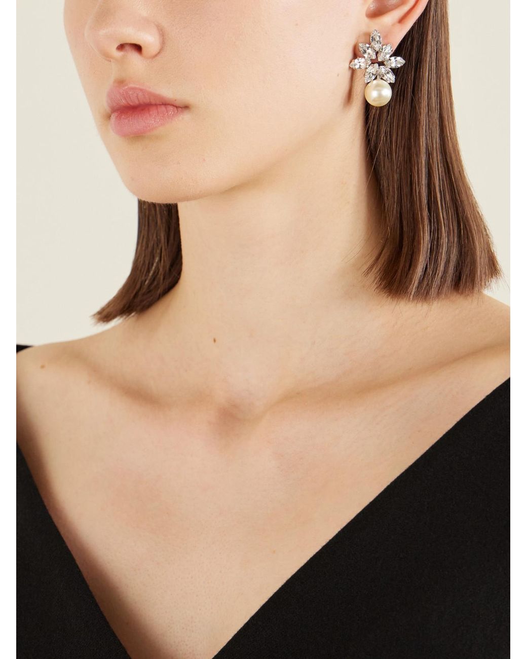 Jennifer Behr White Liza-Tone Crystal Earrings
