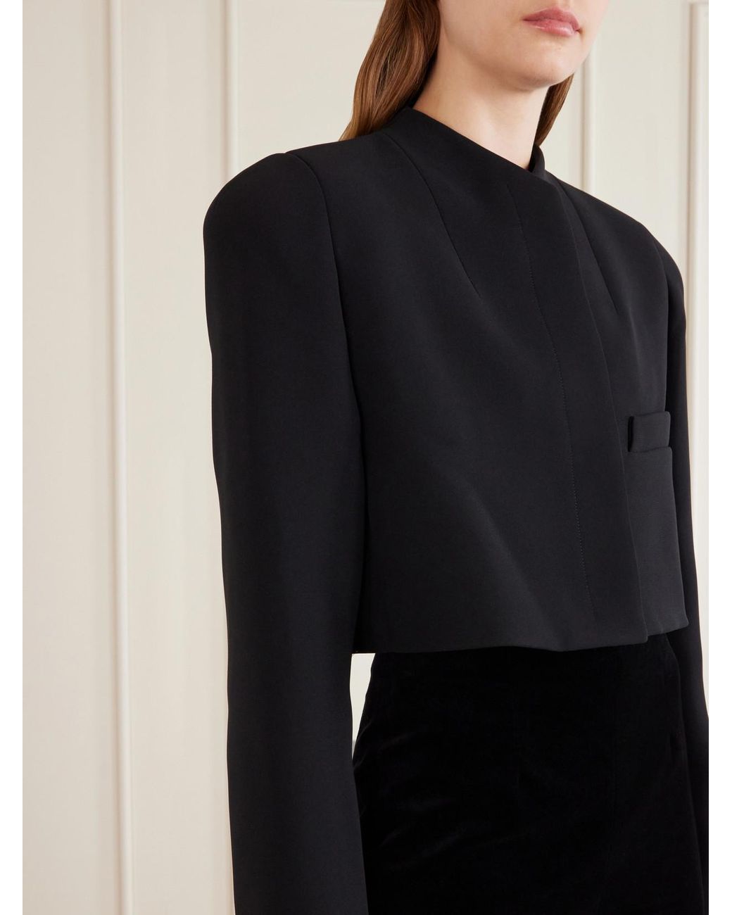 Khaite Black Samo Cropped Crepe Jacket