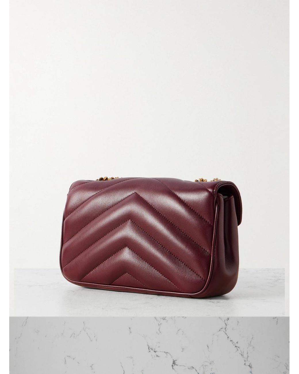 Saint Laurent Red Loulou Small Matelassé Leather Shoulder Bag