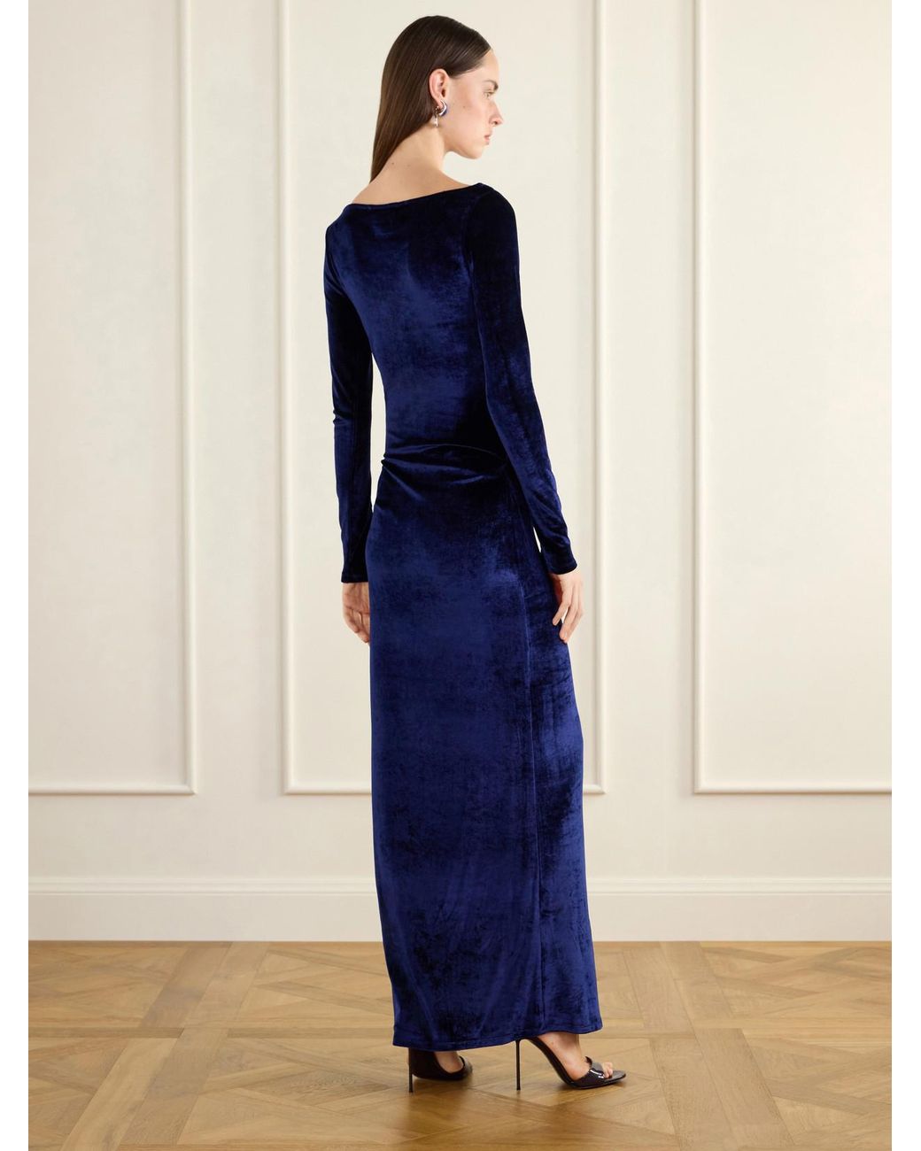 TOVE Blue Nicolette Velvet Maxi Gown