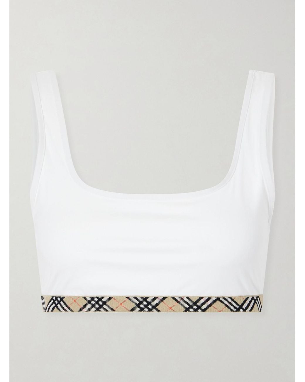 Burberry White Samphire Checked Bikini Top