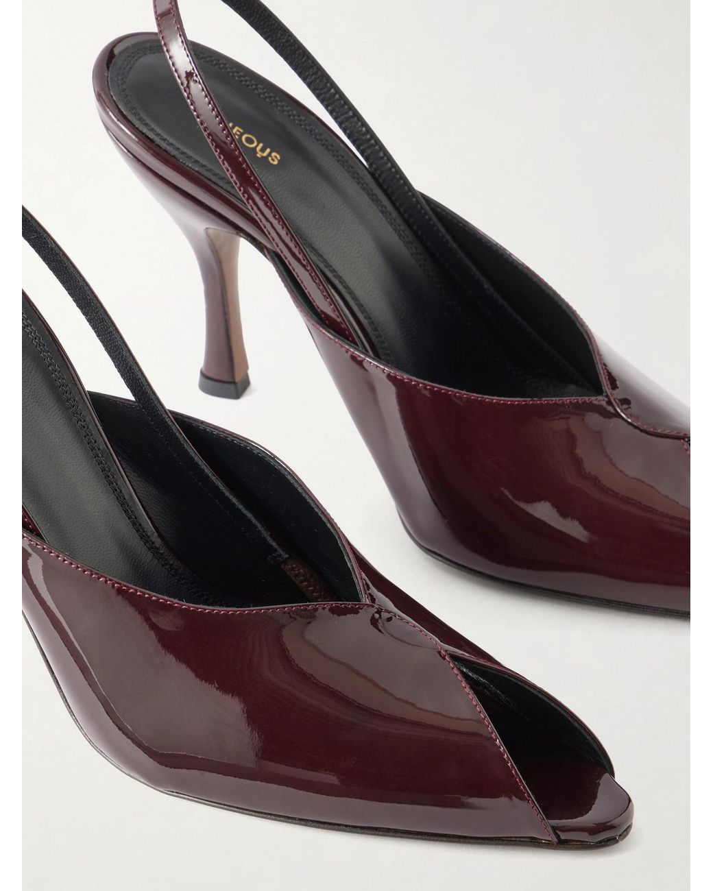 Neous Brown Culumba 80 Patent Leather Pumps