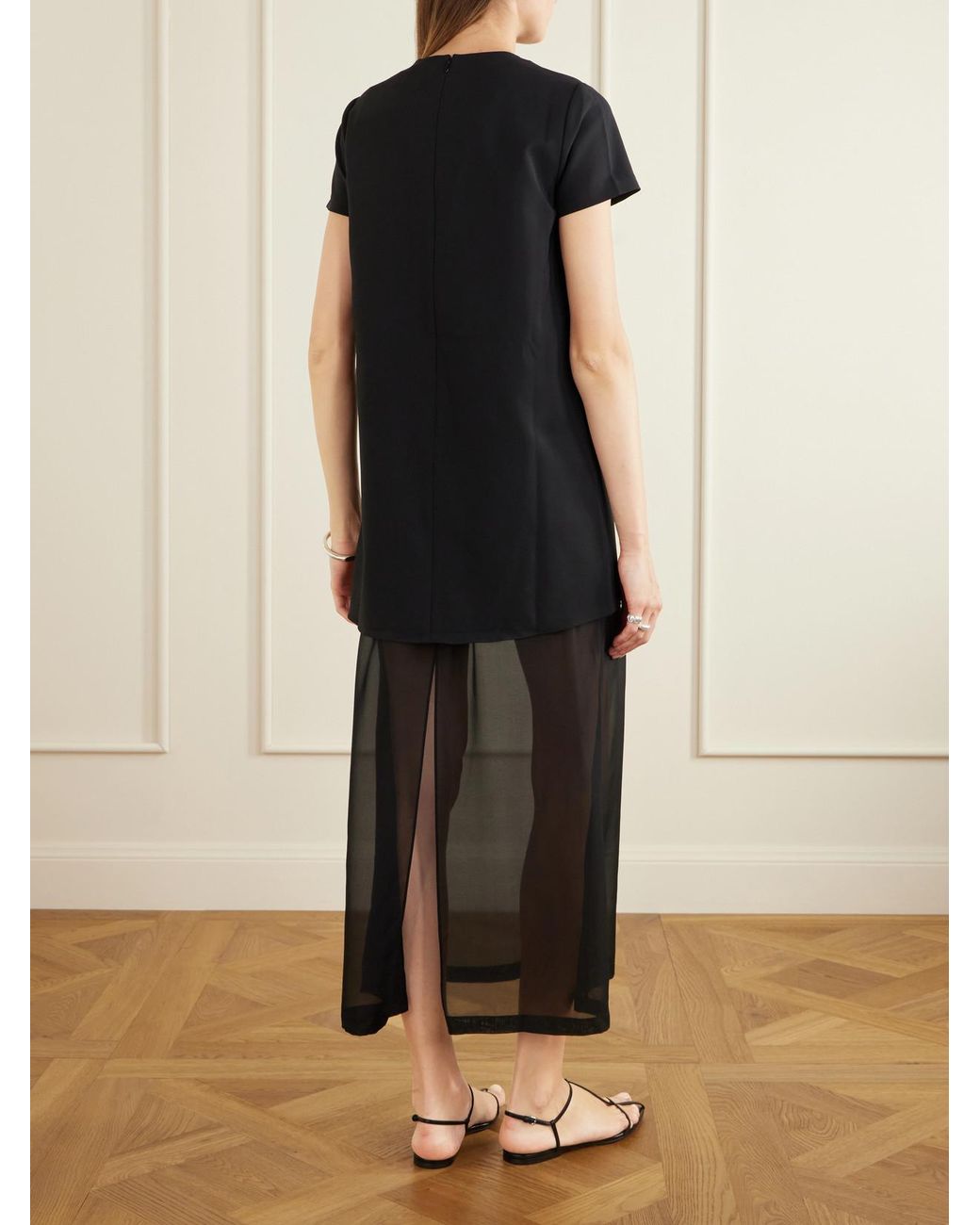 La Ligne Blue Crepe And Chiffon Maxi Dress