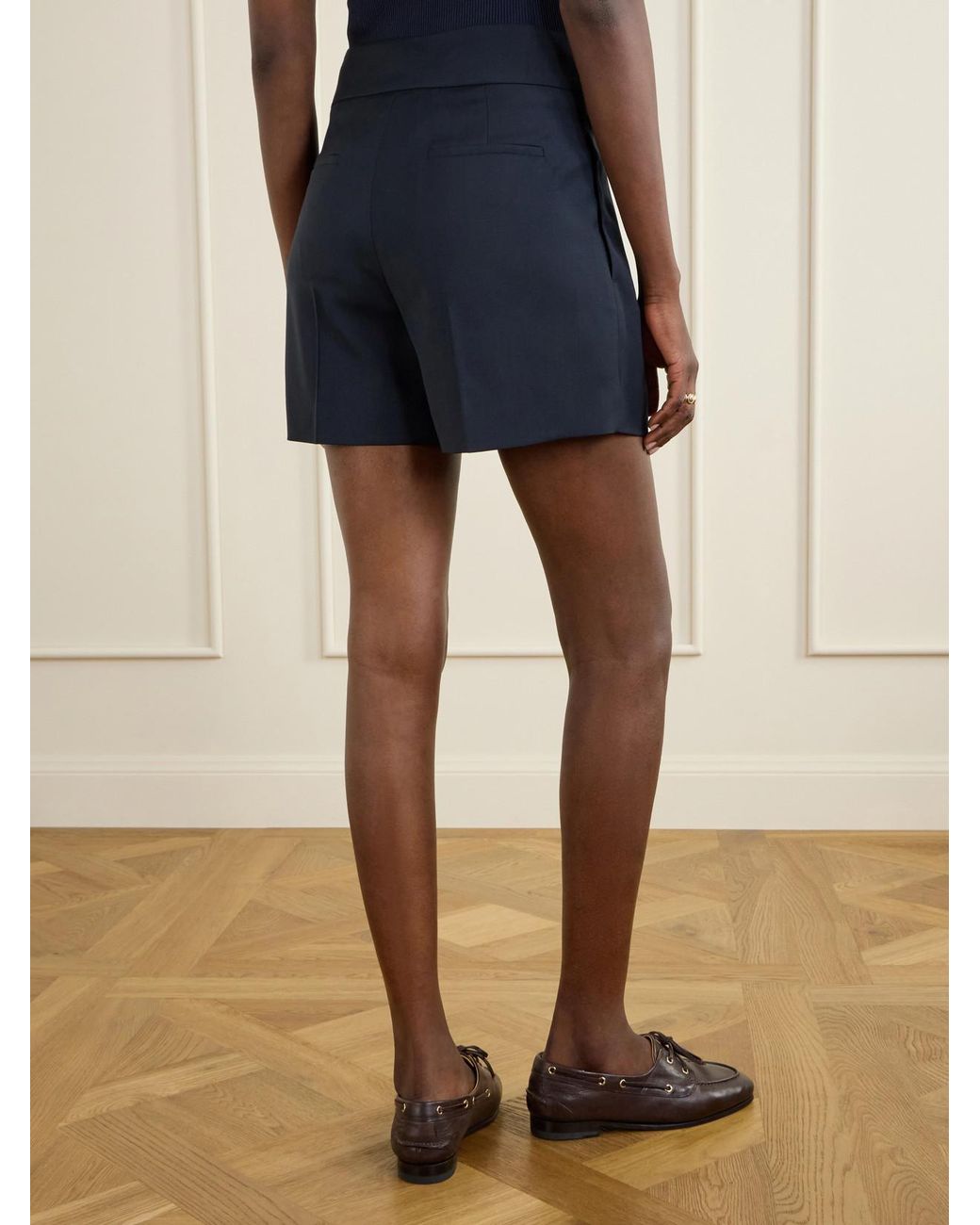 Max Mara Blue Salute Pleated Wool Shorts
