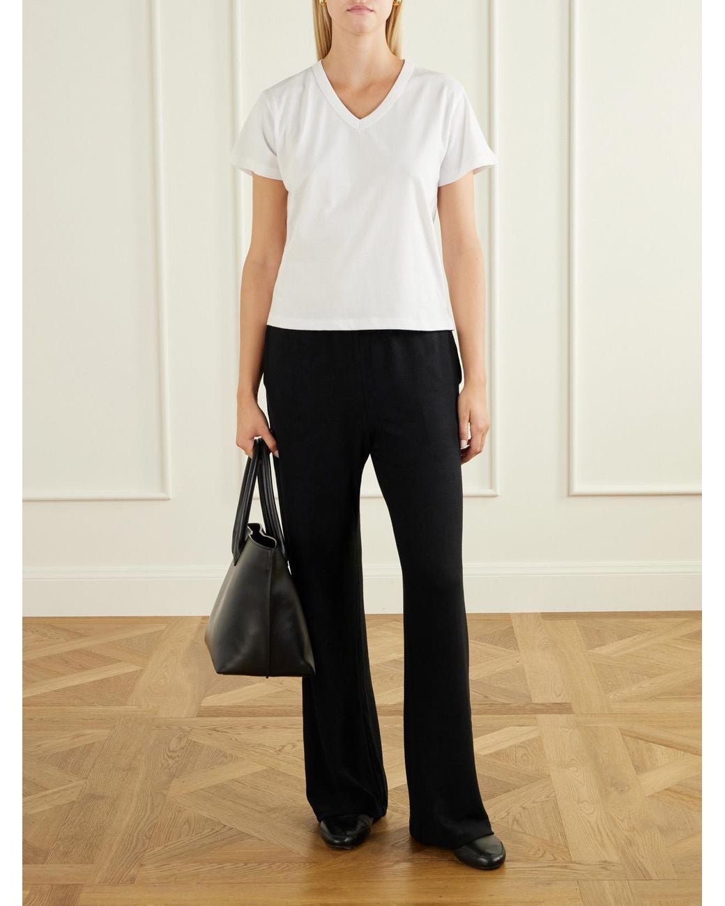 Leset White Margo Cotton-Jersey T-Shirt