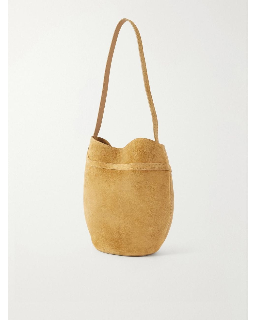 Liffner Metallic Belted Suede Bucket Bag