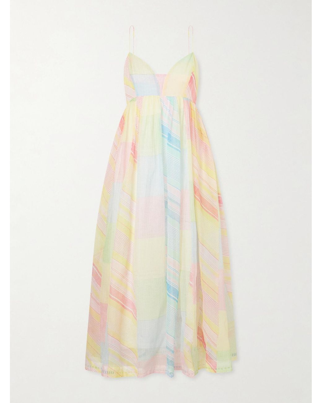 Eka White Yuru Printed Handwoven Cotton-Kota Midi Dress