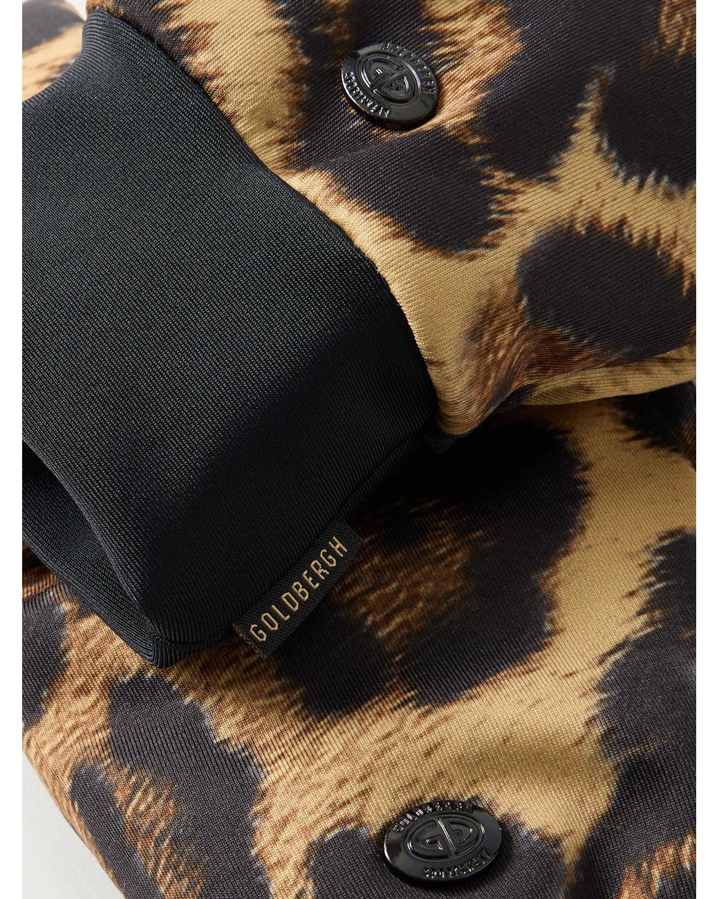 Goldbergh Black Softy Padded Jaguar-Print Ski Gloves
