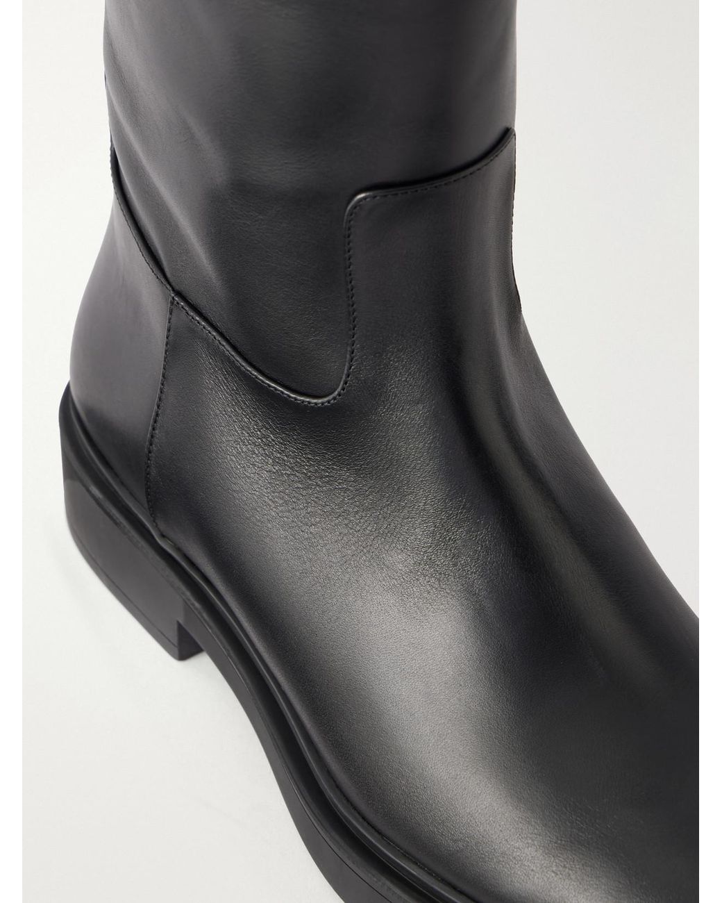 Aquazzura Black Ride 30 Leather Knee Boots