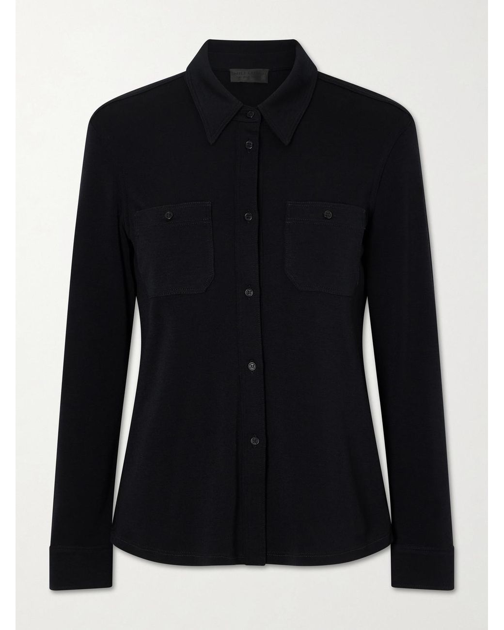 Nili Lotan Black Ibra Merino Wool Shirt