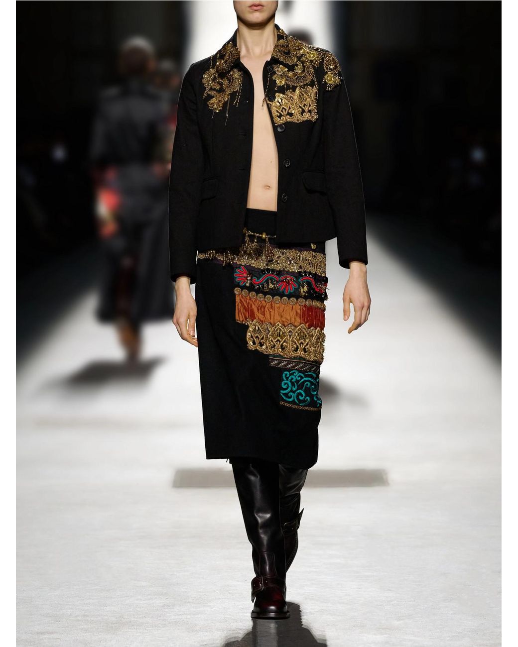 Dries Van Noten Black Embroidered Cotton-Twill Jacket