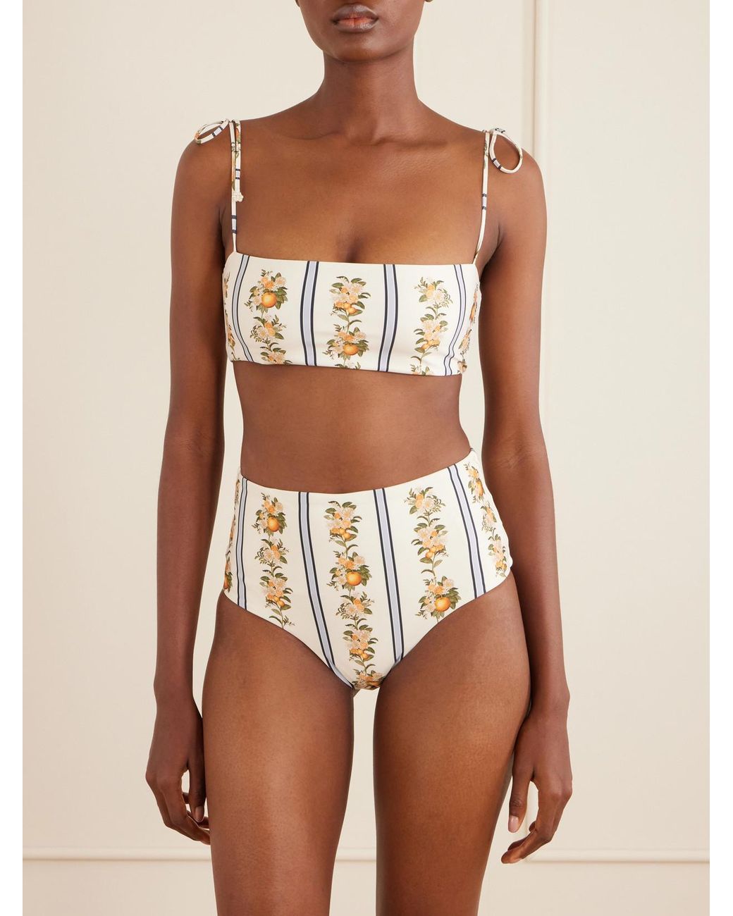Agua Bendita Natural Primavera Valle Printed Bikini Top