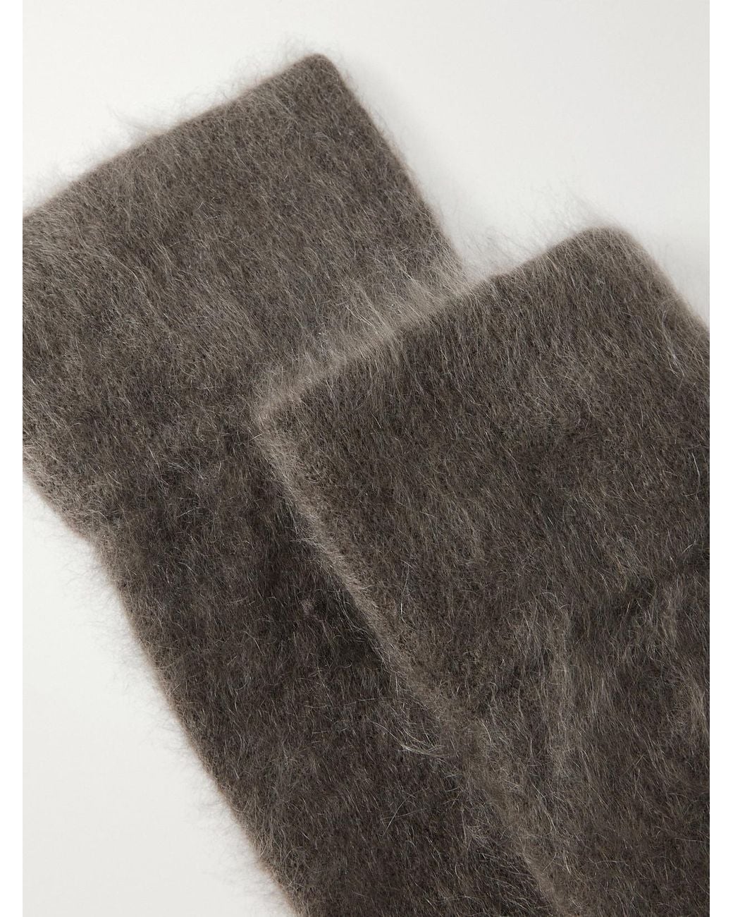 Lisa Yang Gray Brushed Cashmere Socks
