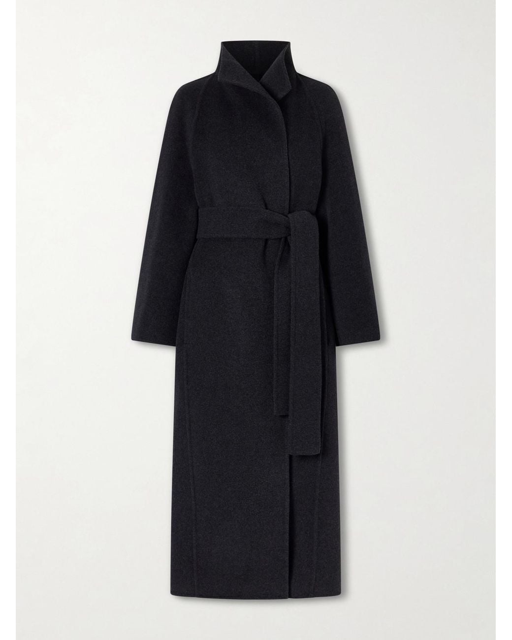 Khaite Black Romare Belted Wool Long Coat