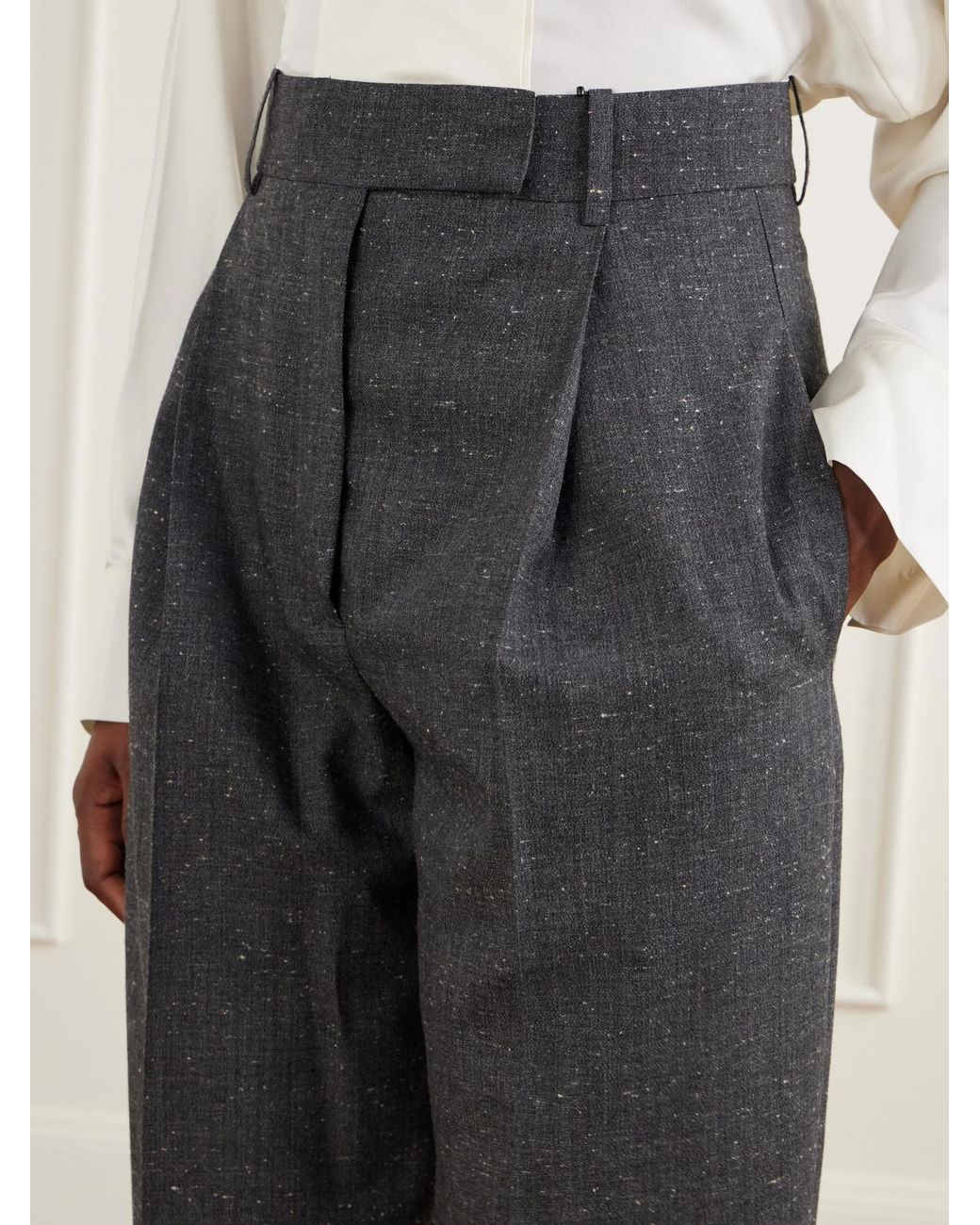 Rohe Gray Daria Pleated Wool-Blend Tapered Pants