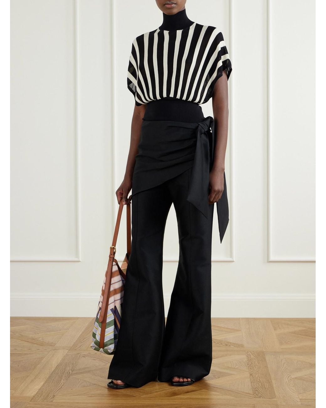 Zimmermann Black Clash Striped Knitted Blouse