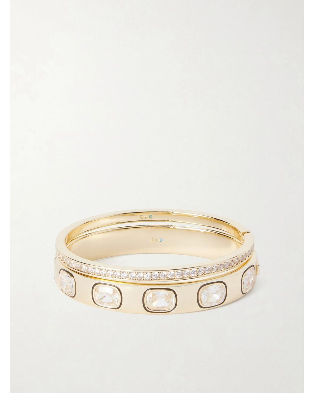 Roxanne Assoulin Natural The Cubic Hinged Set Of Two-Tone Cubic Zirconia, Crystal And Enamel Cuffs