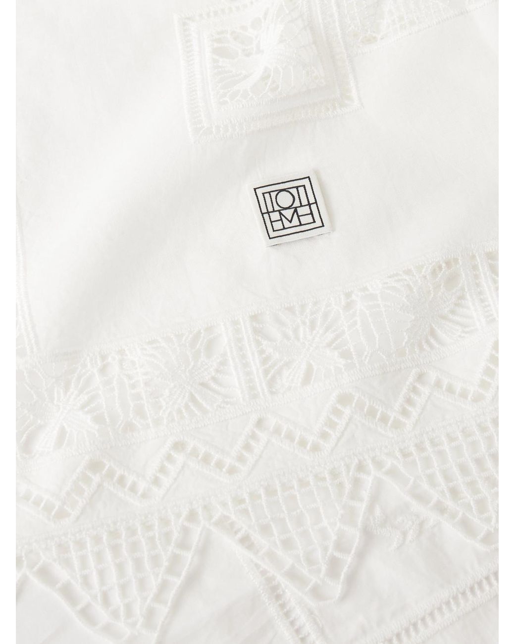 Totême White Lace-Trimmed Cotton-Voile Scarf