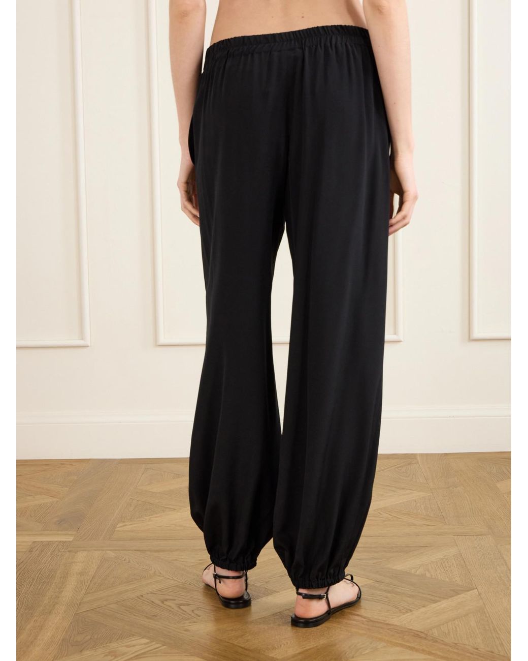 Nili Lotan Black Parisa Silk Tapered Pants