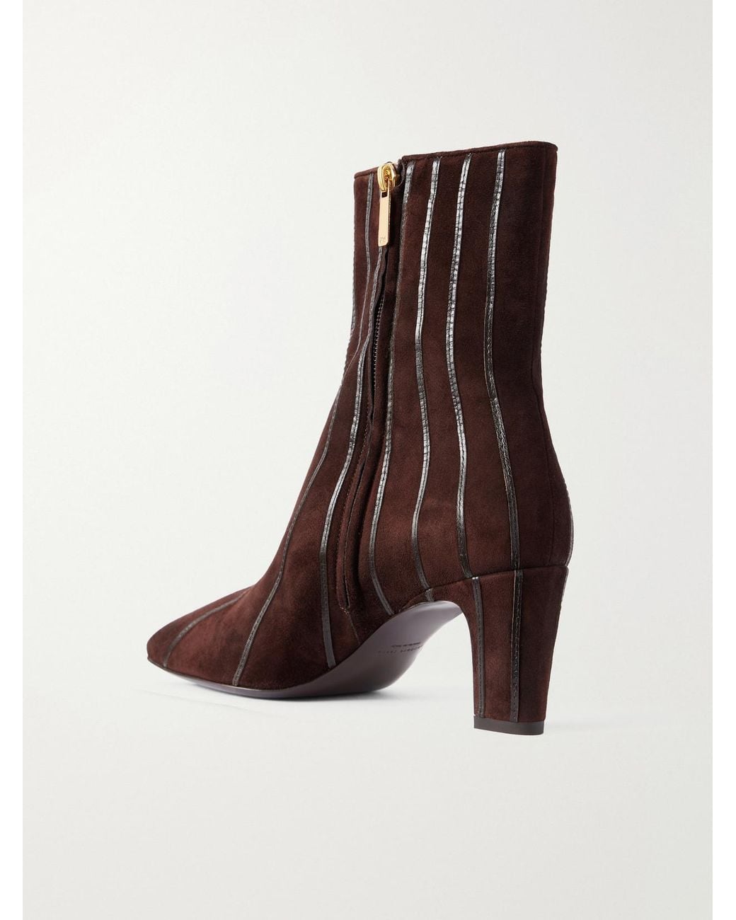 Herbert Levine Brown A Fine Line 65 Leather-Trimmed Suede Ankle Boots