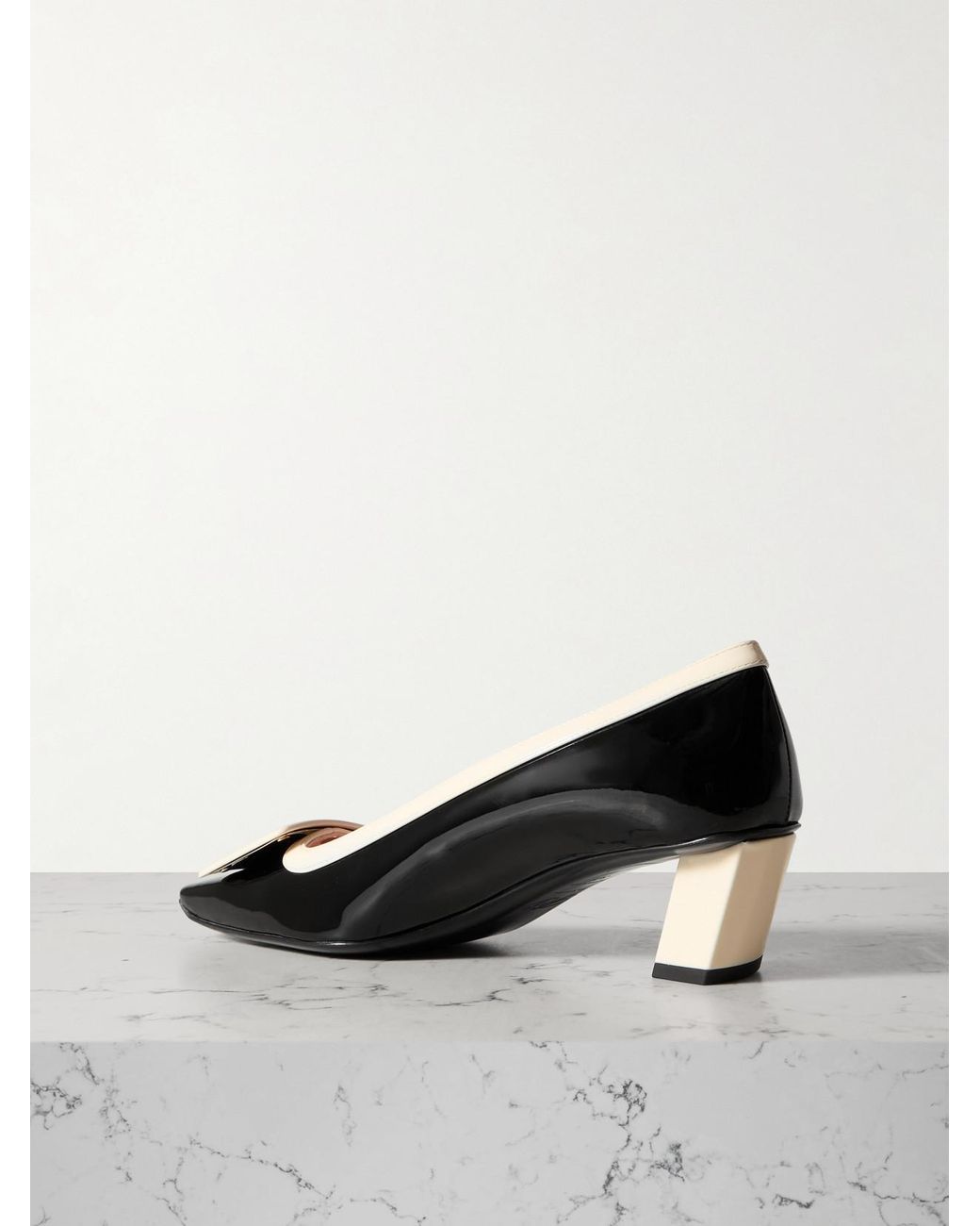 Roger Vivier Black Belle Vivier 45 Two-Tone Patent-Leather Pumps