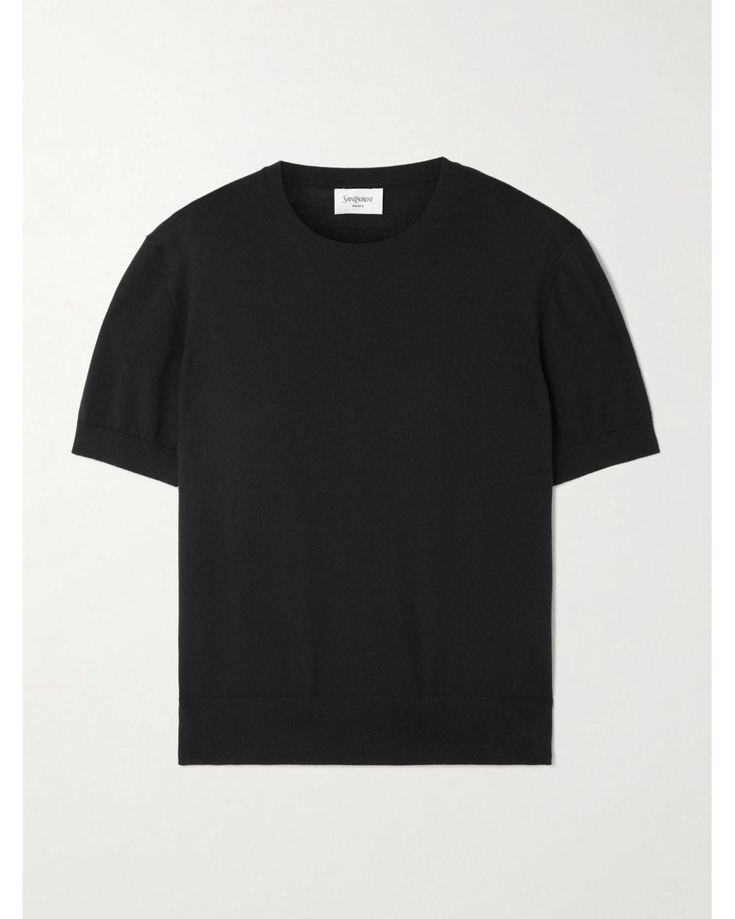 Saint Laurent Black Cropped Wool T-Shirt