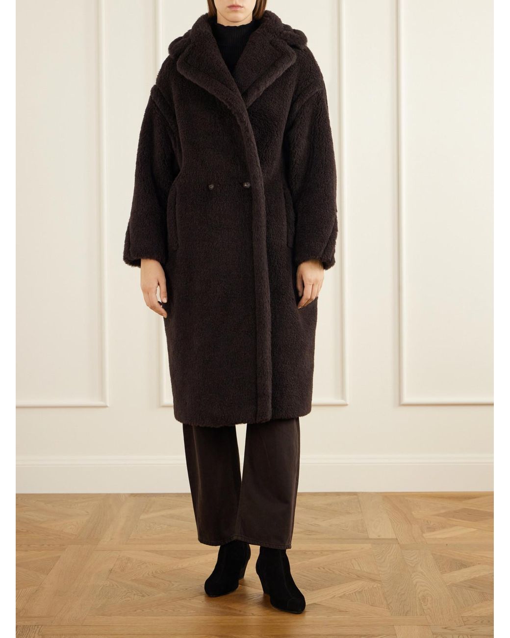 Max Mara Black Tedgirl Alpaca, Wool And Silk-Blend Coat
