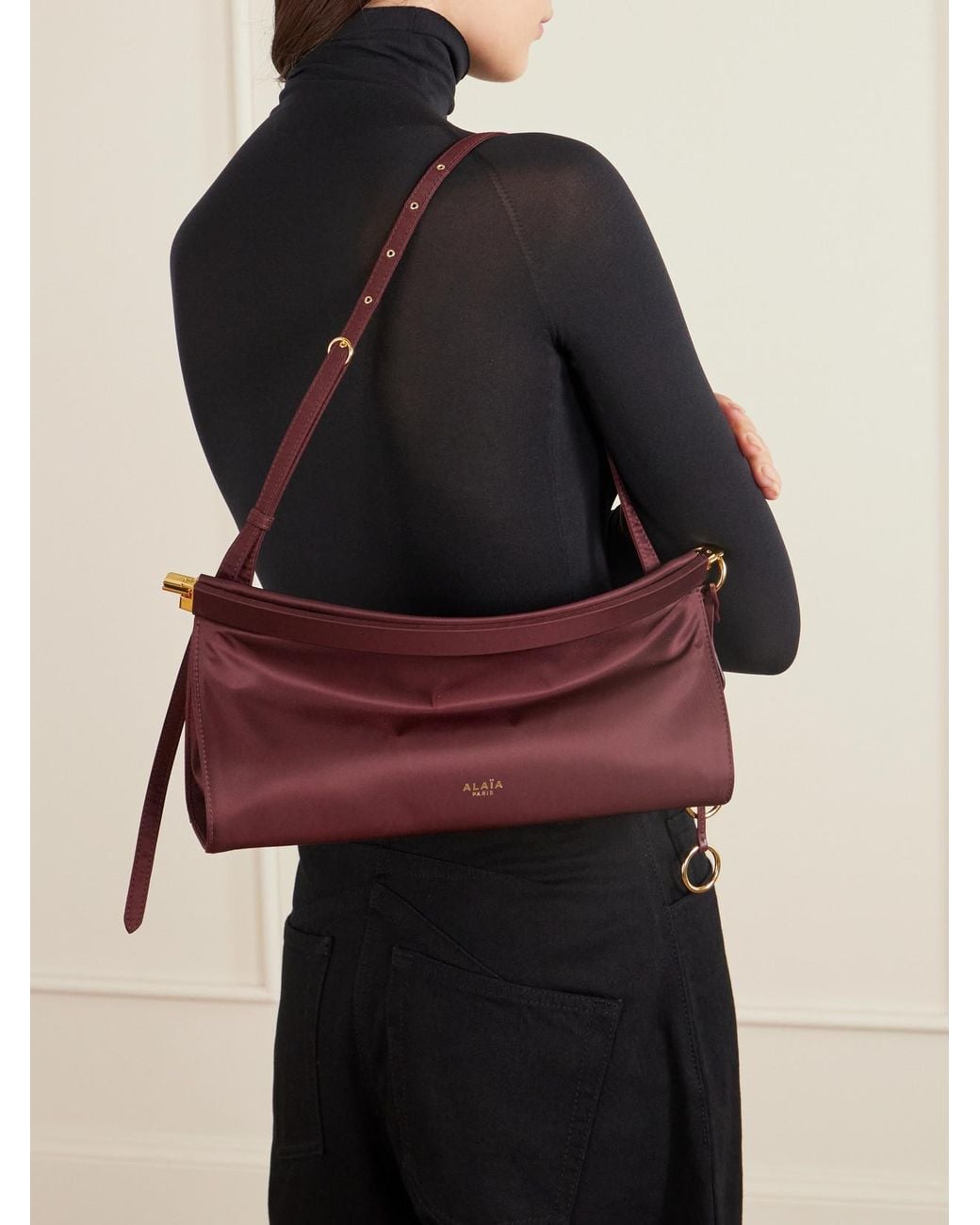 Alaïa Purple Le Click E/W Medium Satin-Twill Shoulder Bag