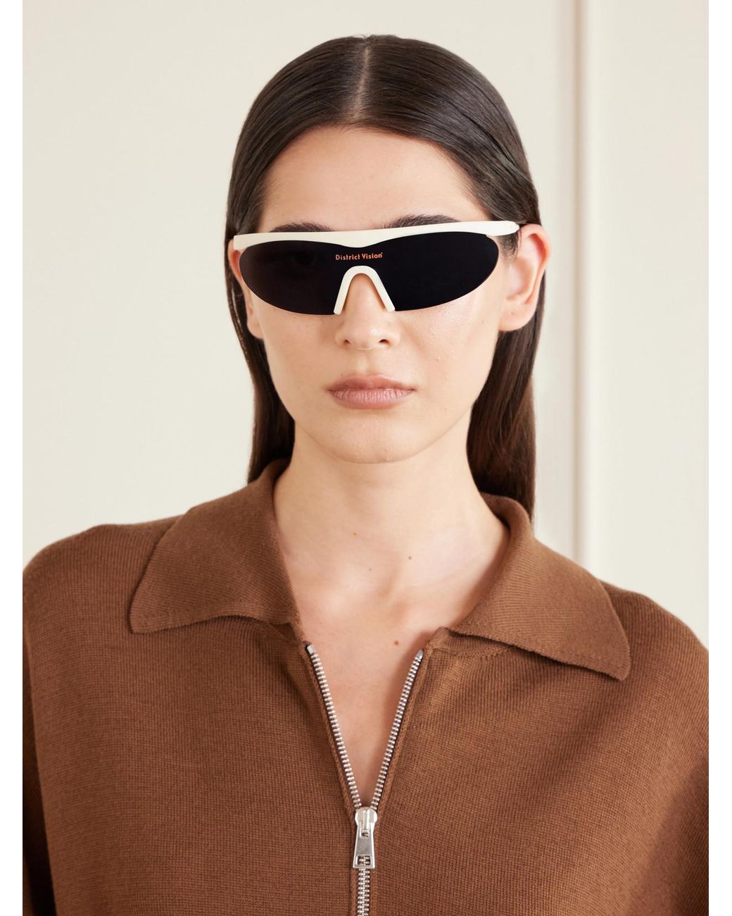 District Vision Yellow Koharu Semi-Rimless D-Frame Polycarbonate Sunglasses