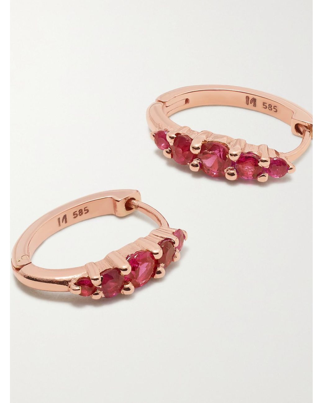 Ileana Makri Red Rivulet Medium 18-Karat Rose Ruby Hoop Earrings