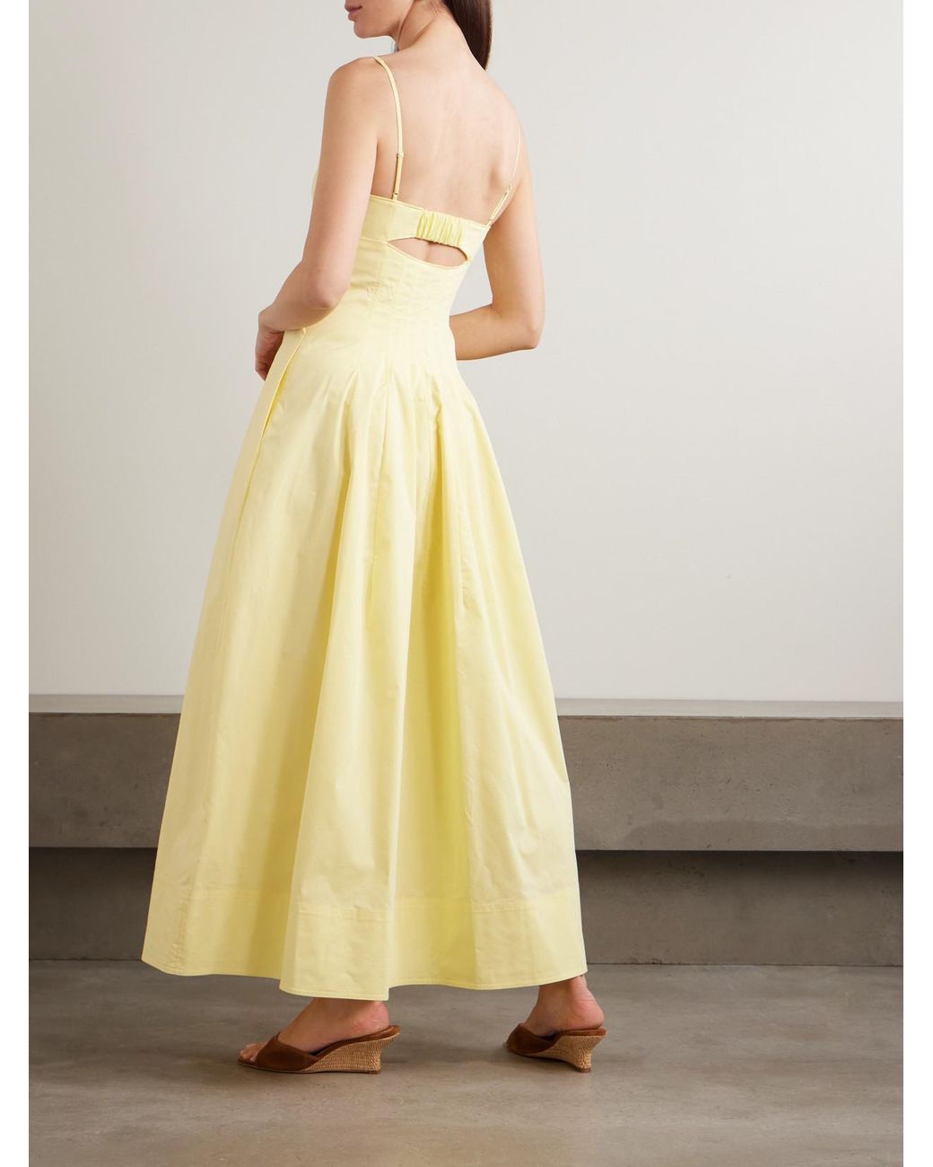 Jonathan Simkhai Yellow Maddy Cutout Cotton-Blend Midi Dress