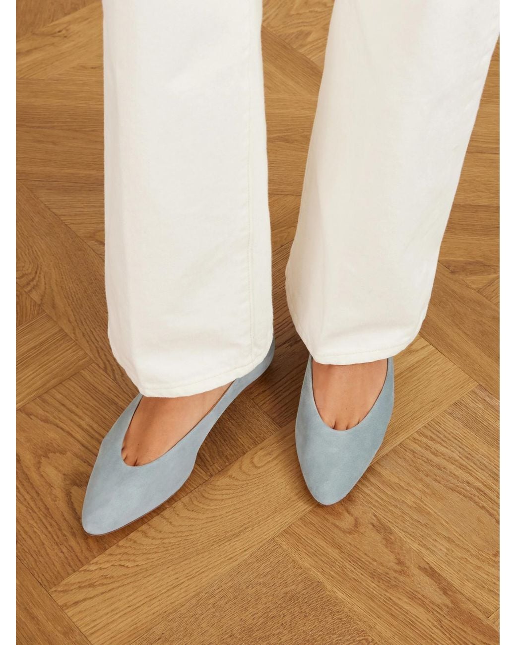 Aeyde White Ellie Suede Ballet Flats