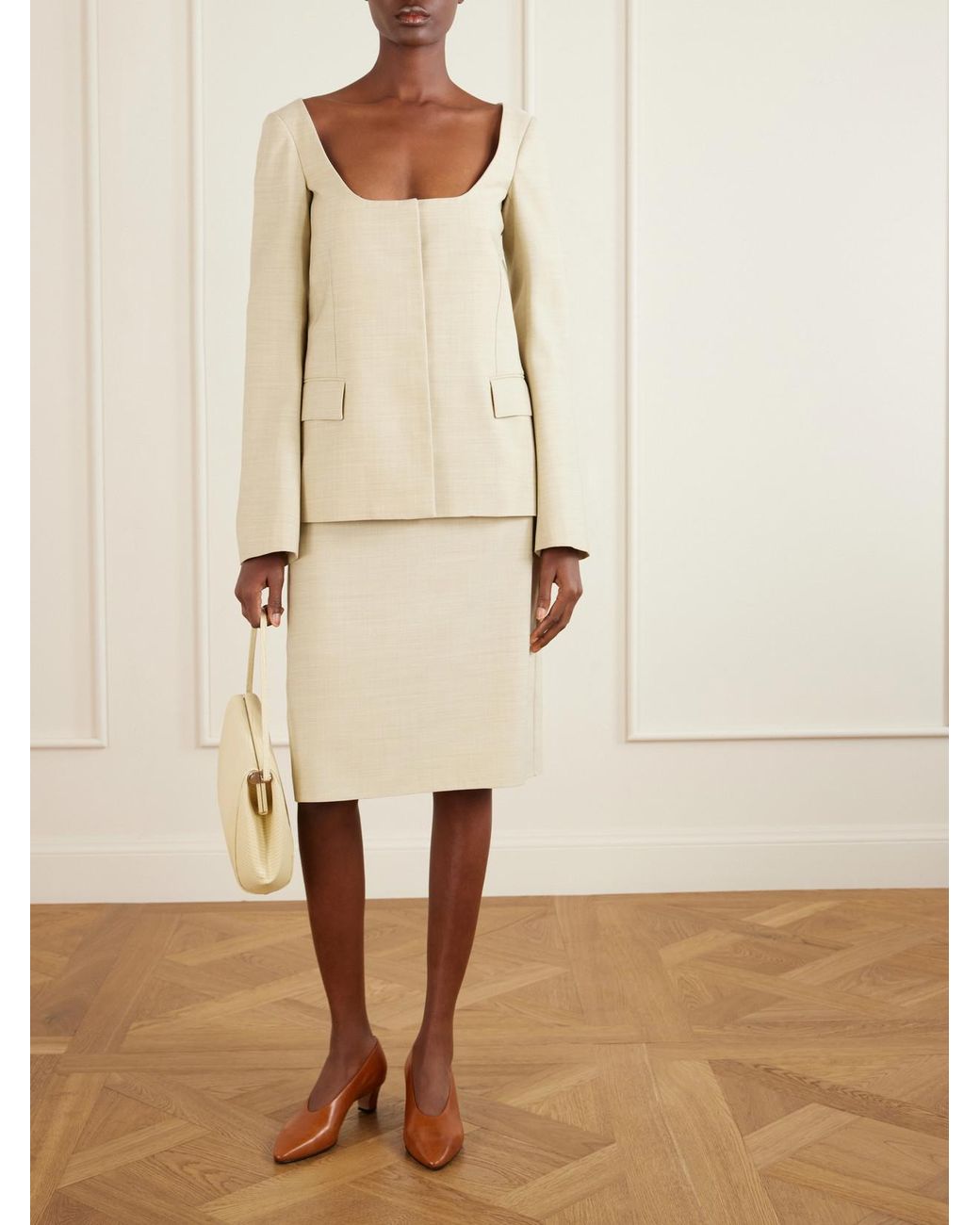 Calvin Klein Natural Lunas Wool Midi Skirt