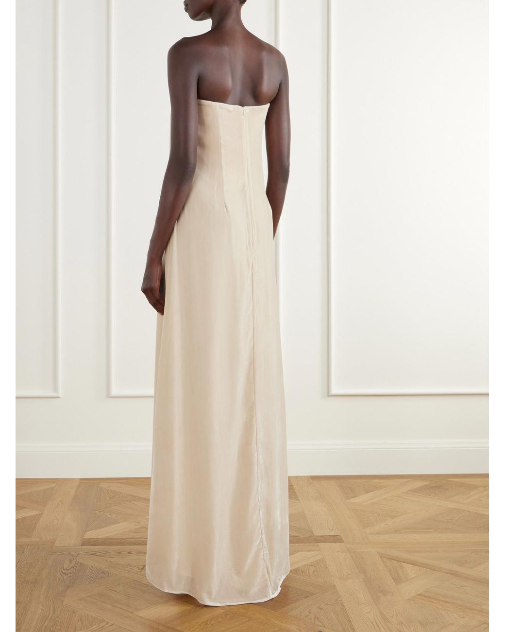 Abadia White Diana Strapless Velvet Gown