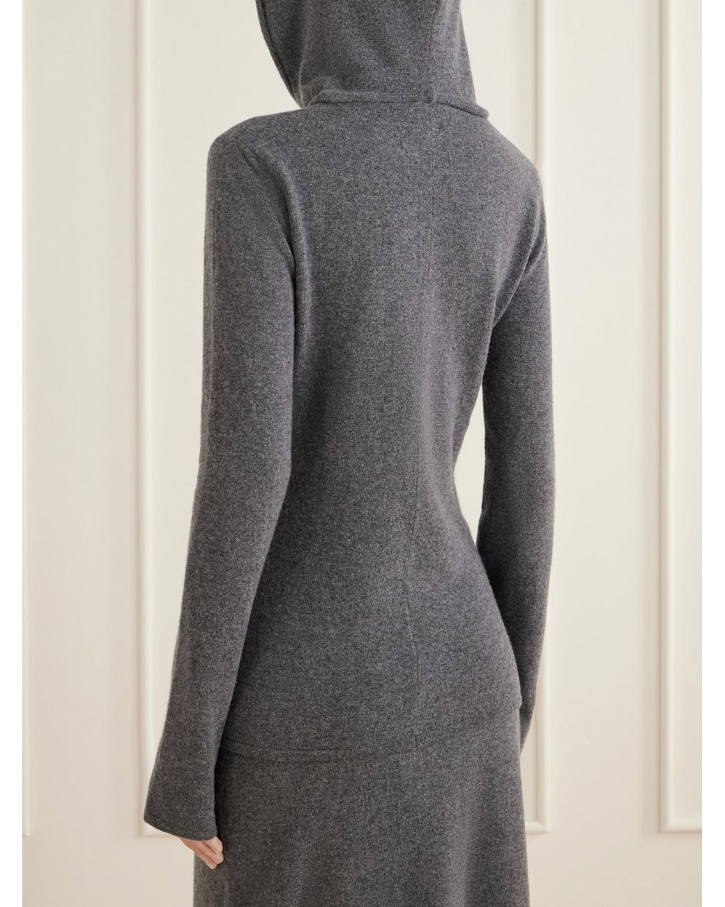 Colleen Allen Gray Hooded Merino Wool Cardigan