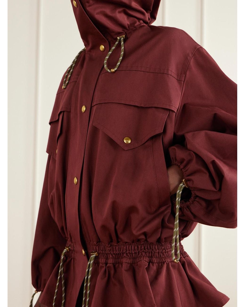 Zimmermann Red Clash Drawstring Cotton-Drill Jacket