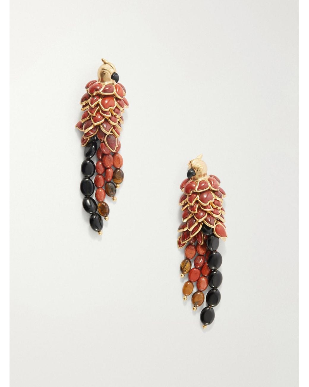 Zimmermann White Plume-Plated And Enamel Earrings