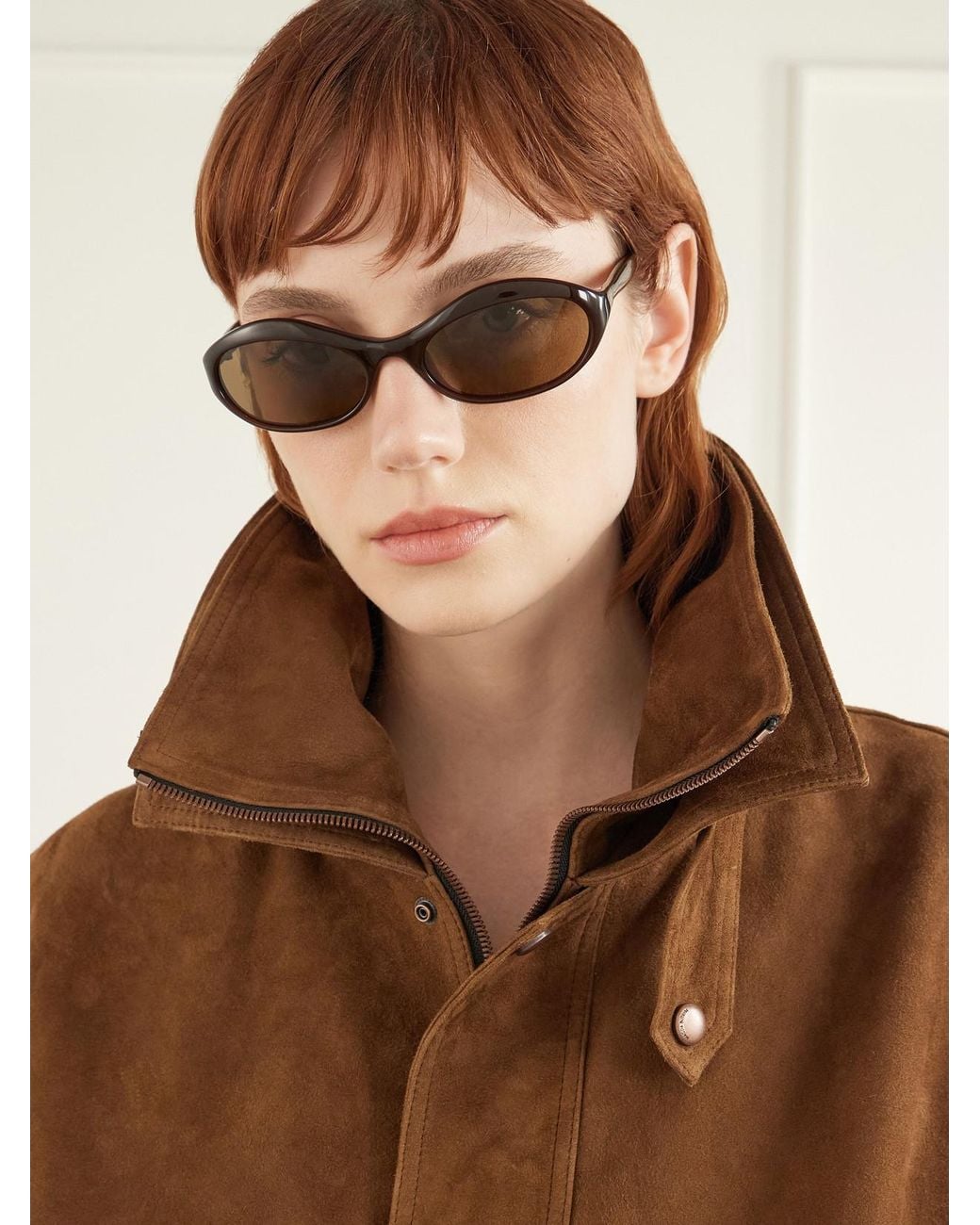 Magda Butrym Brown Round-Frame Acetate Sunglasses