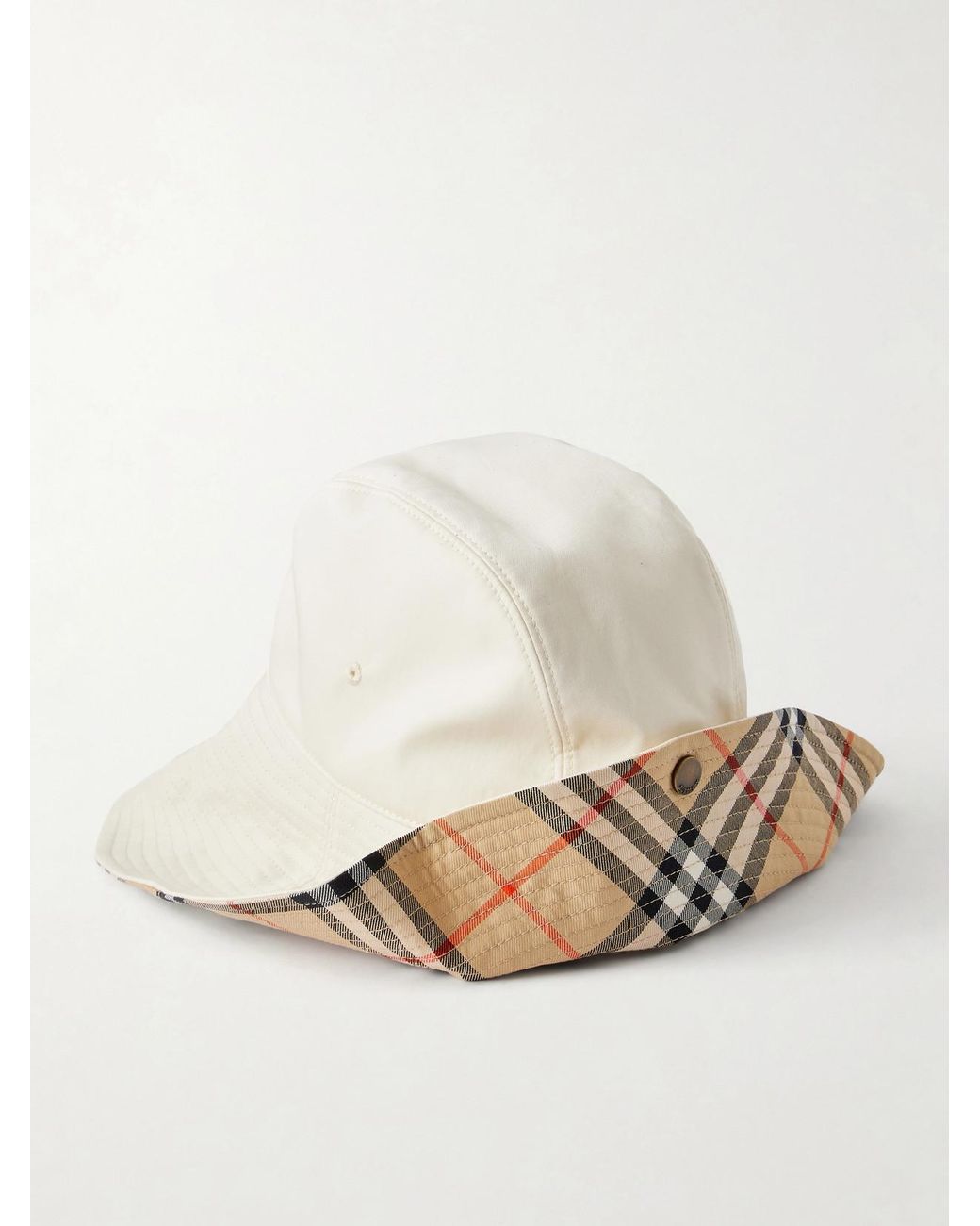 Burberry Natural Checked Cotton-Gabardine Sunhat