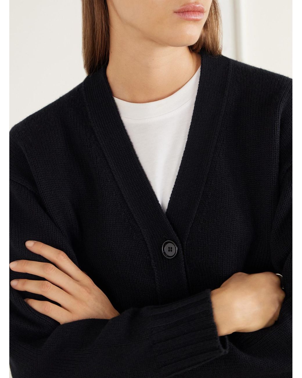 Allude Blue Cropped Wool And Cashmere-Blend Cardigan